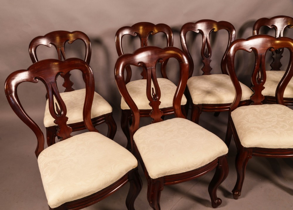 A Set of 8 Victorian Spear Point Balloon Back Dining Chairs View III