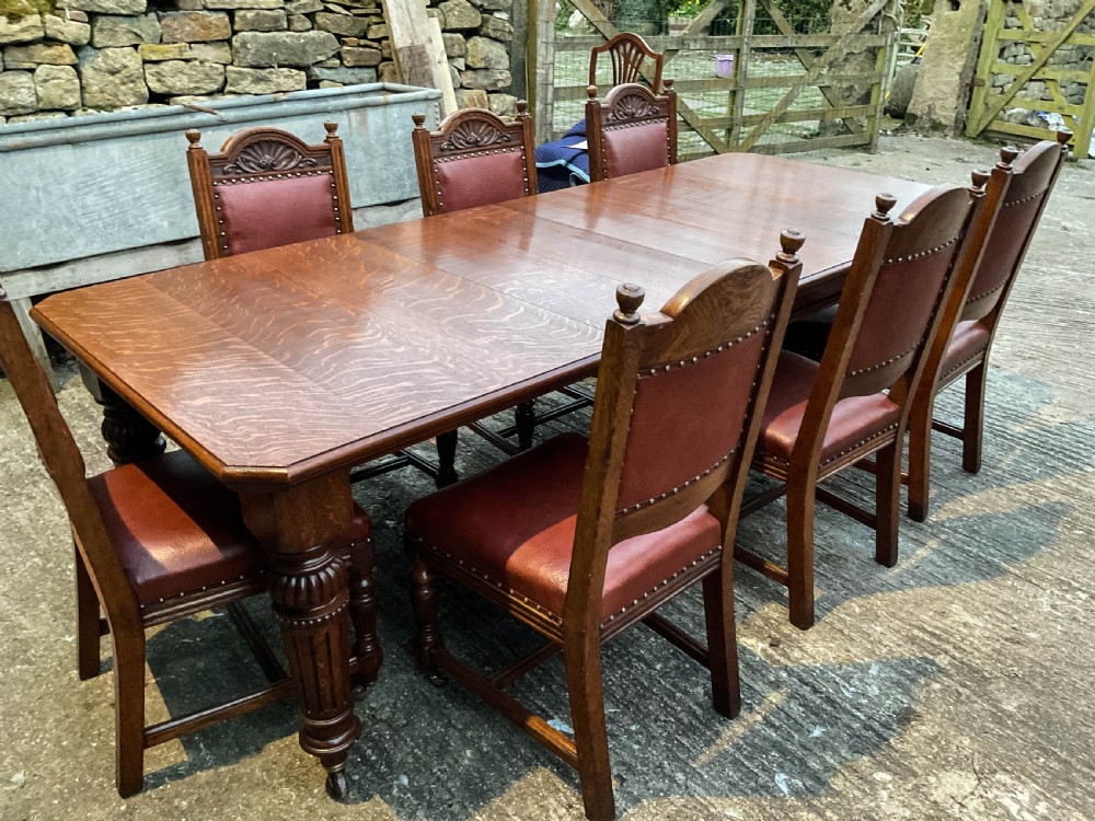 Oak Extending Dining Table and set of Matching Chairs View II