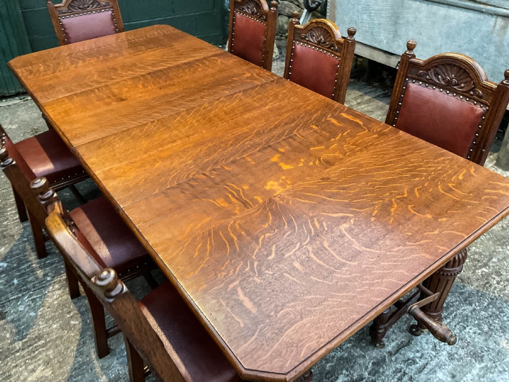 Oak Extending Dining Table and set of Matching Chairs View III