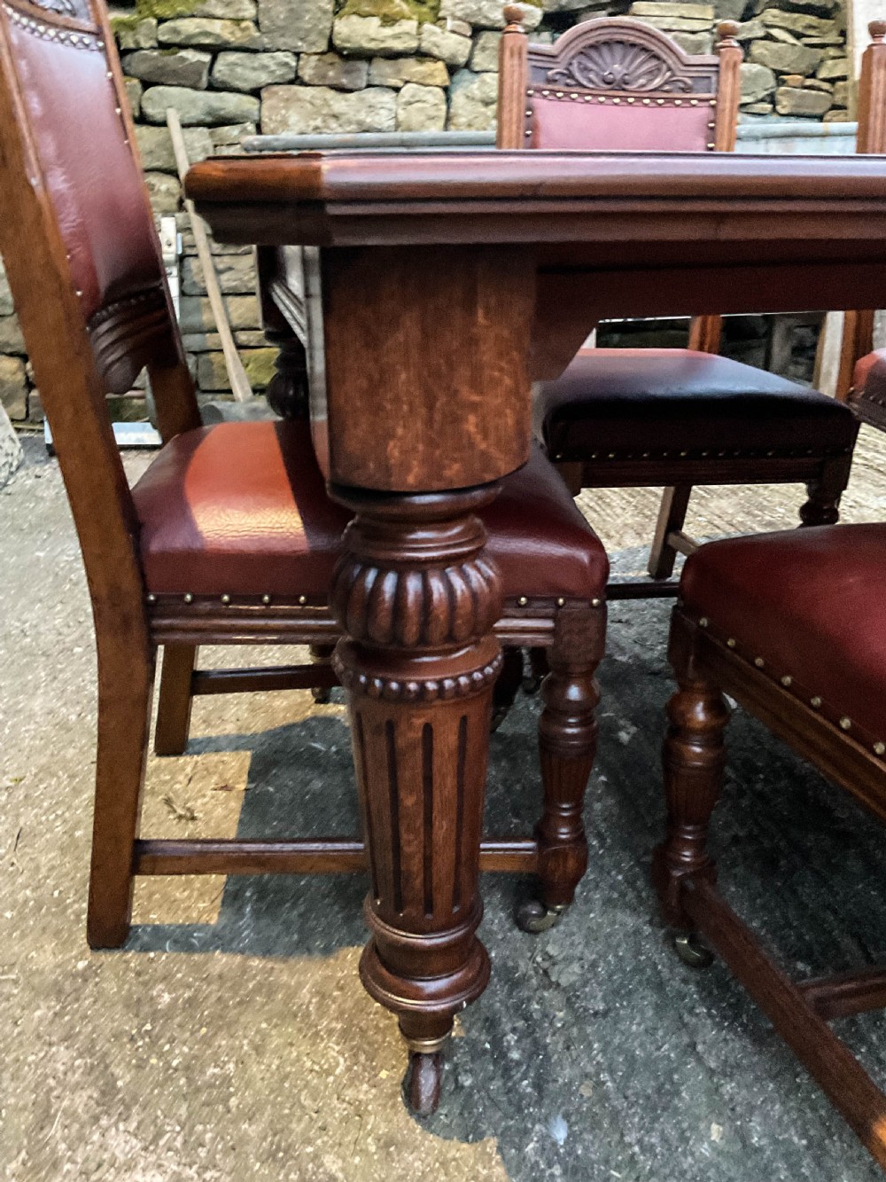 Oak Extending Dining Table and set of Matching Chairs View IV