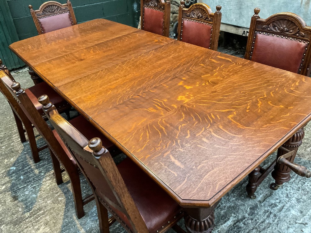 Oak Extending Dining Table and set of Matching Chairs View V