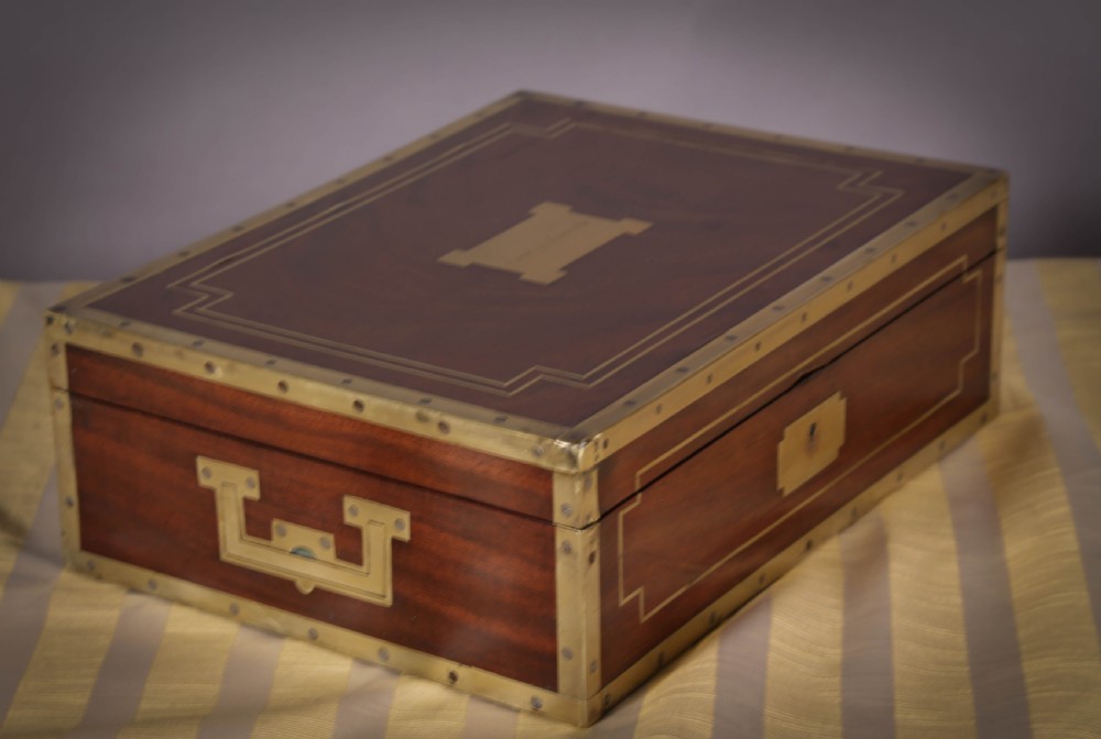 A Quality brass bound campaign box Earl of Lincoln  View II