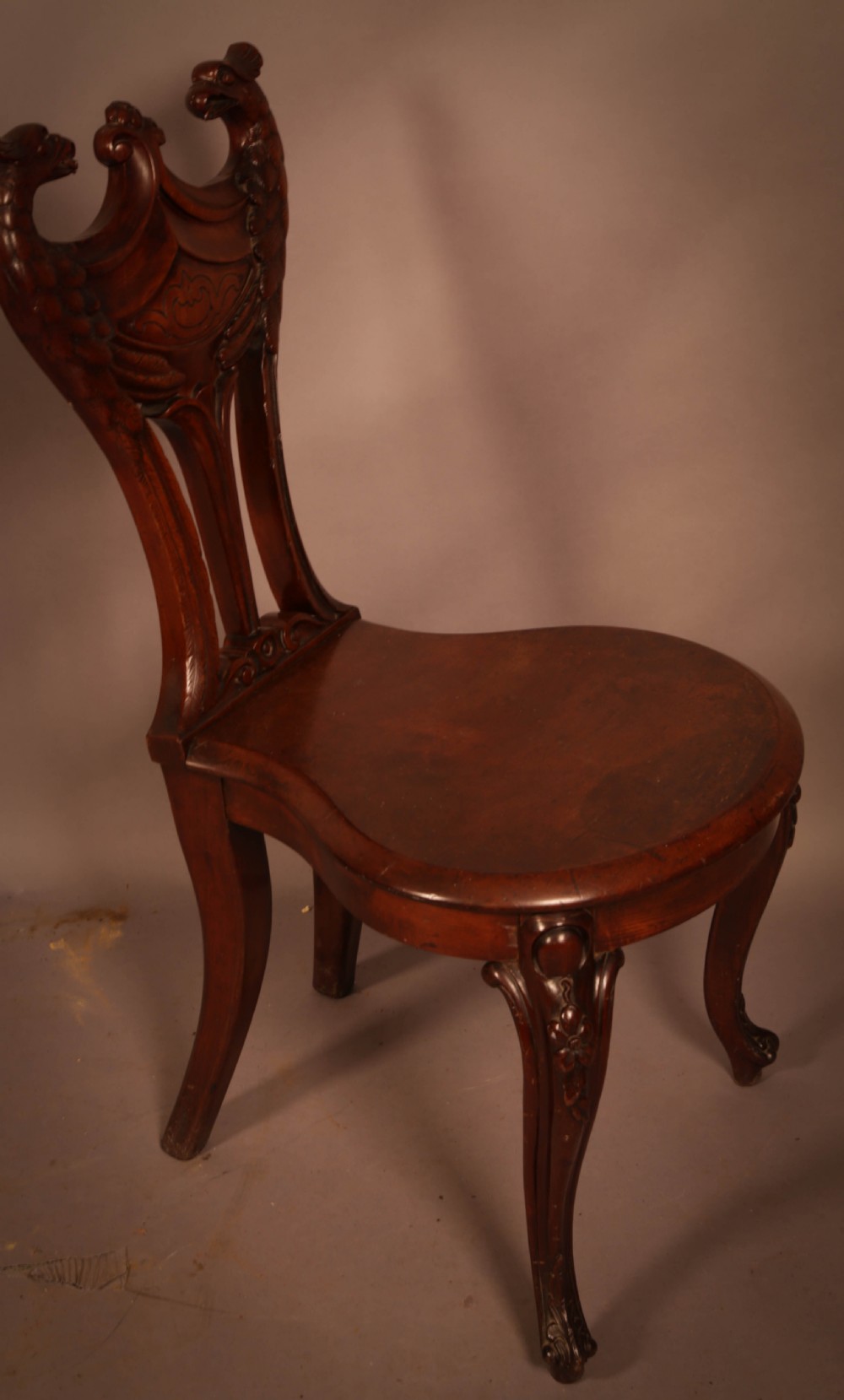 An Early Victorian Hall Chair Griffons View III