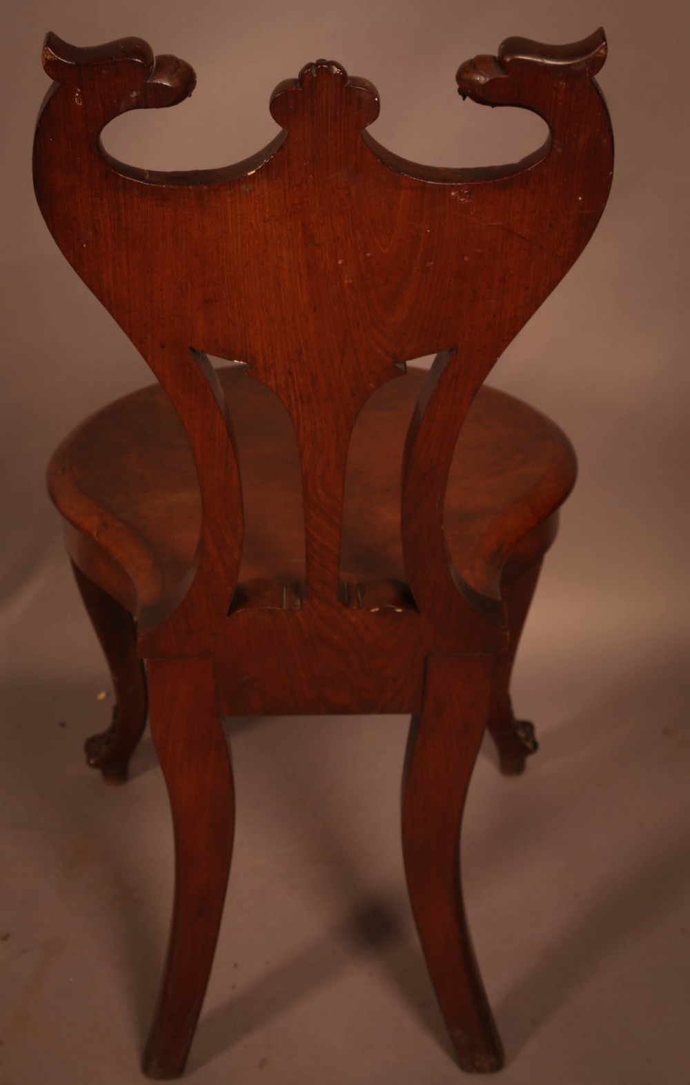 An Early Victorian Hall Chair Griffons View IV