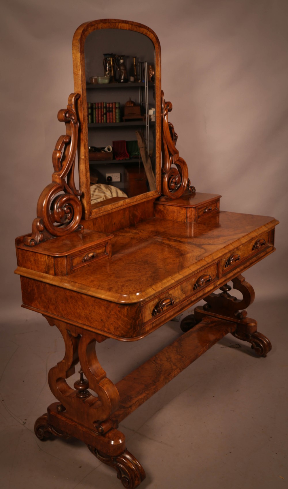 A Super Victorian Duchess Dressing Table in Burr Walnut View II