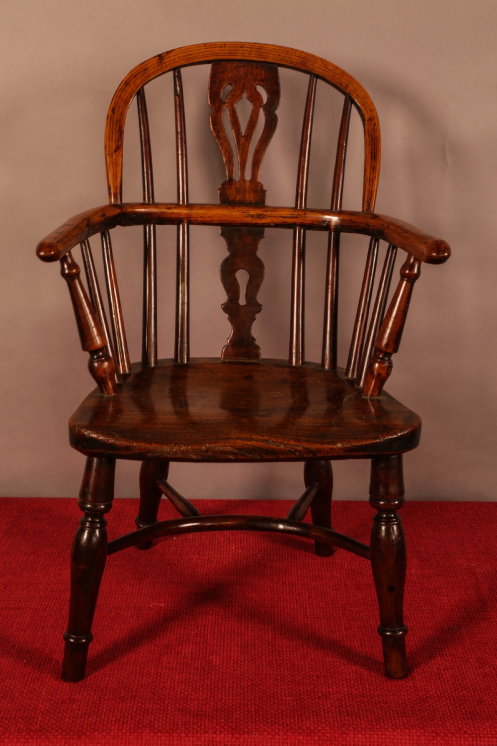 A Very Rare Childs Windsor Chair Stamped Wheatland Rockley c 1830 View II