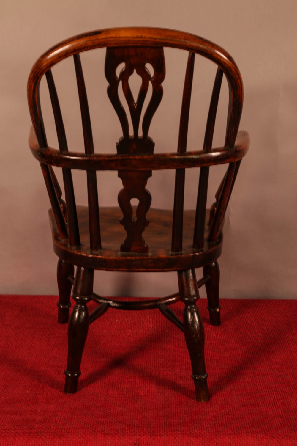 A Very Rare Childs Windsor Chair Stamped Wheatland Rockley c 1830 View III