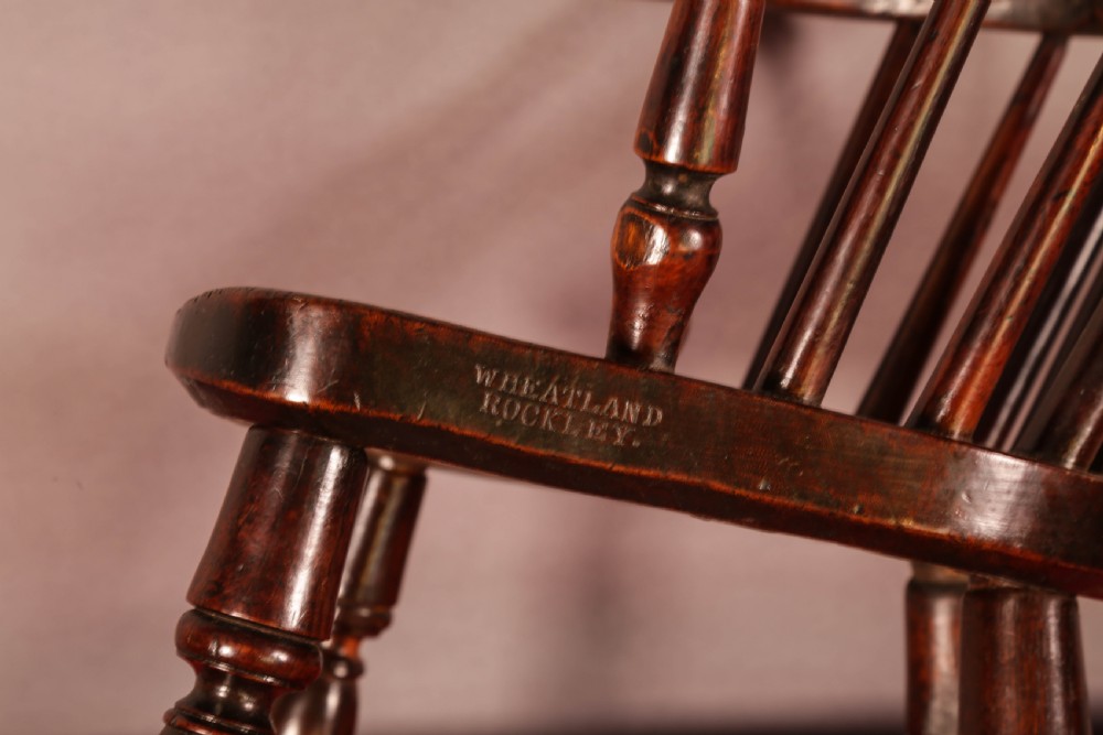 A Very Rare Childs Windsor Chair Stamped Wheatland Rockley c 1830 View IV