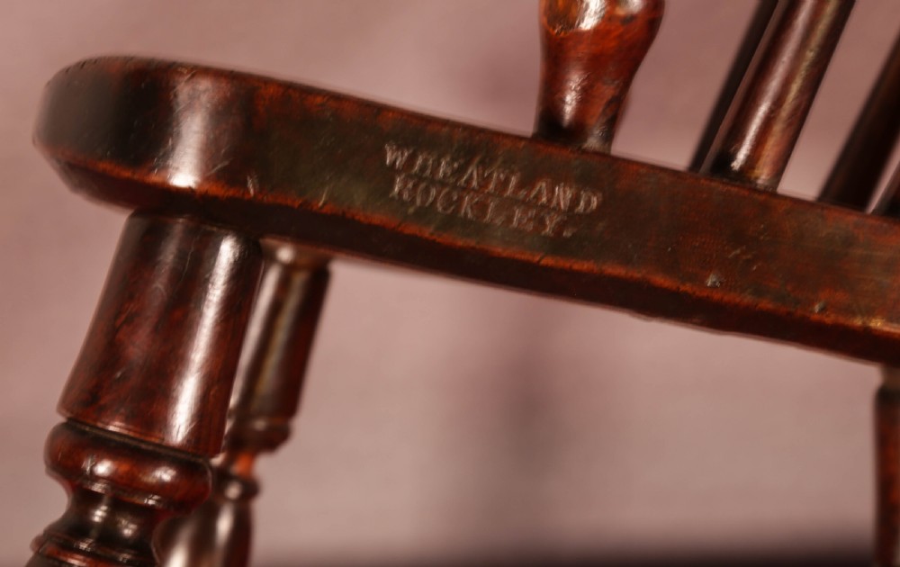 A Very Rare Childs Windsor Chair Stamped Wheatland Rockley c 1830 View V