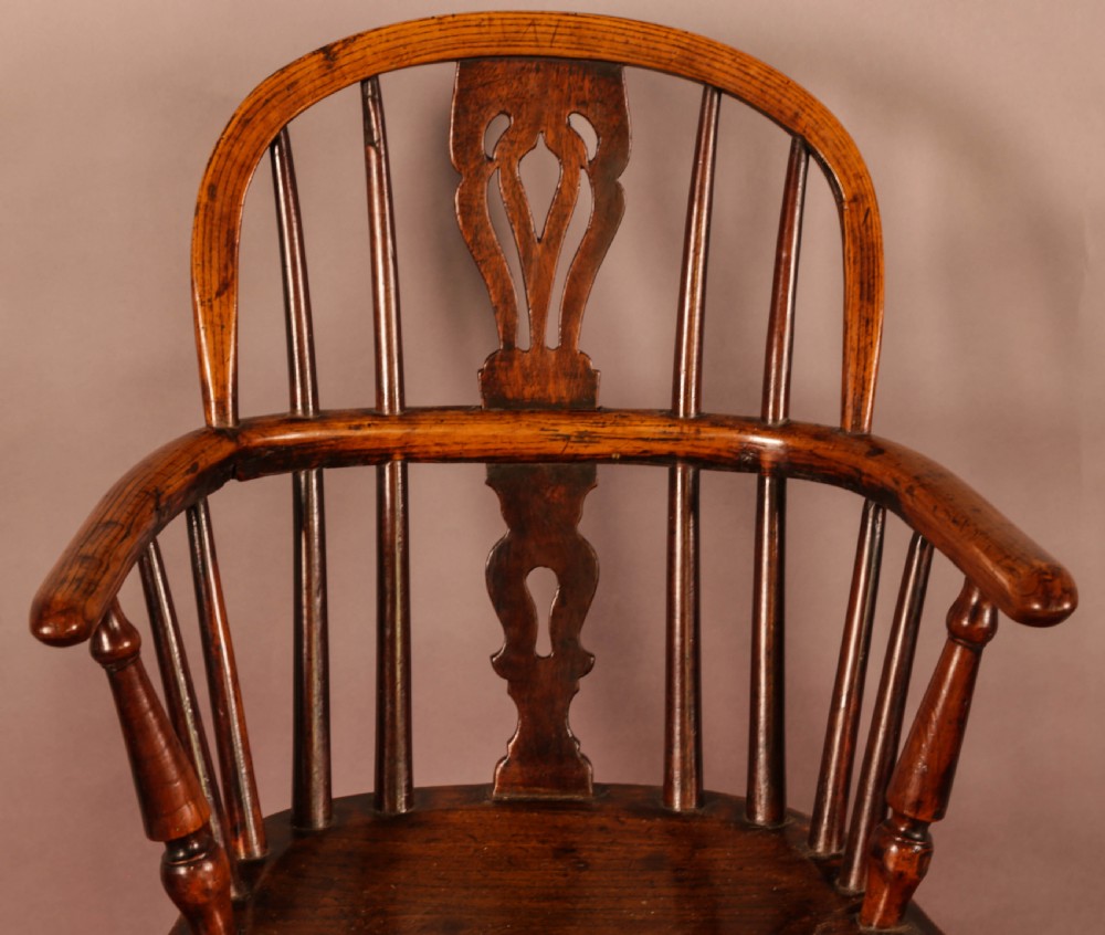 A Very Rare Childs Windsor Chair Stamped Wheatland Rockley c 1830 View VI