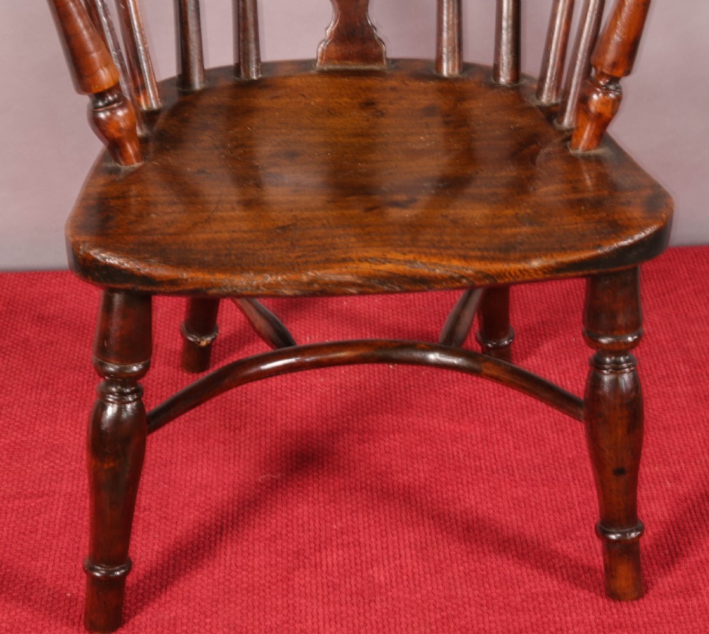 A Very Rare Childs Windsor Chair Stamped Wheatland Rockley c 1830 View VII
