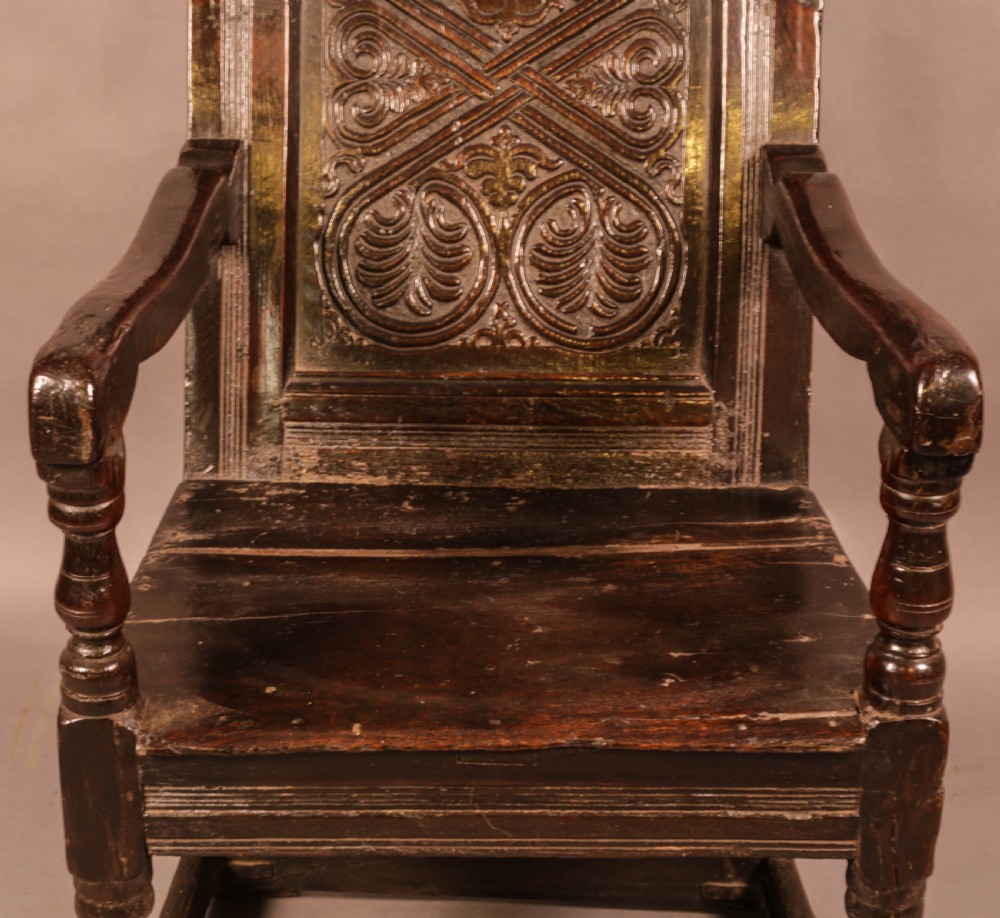 17th century armchair in Oak dated 1688 View IV