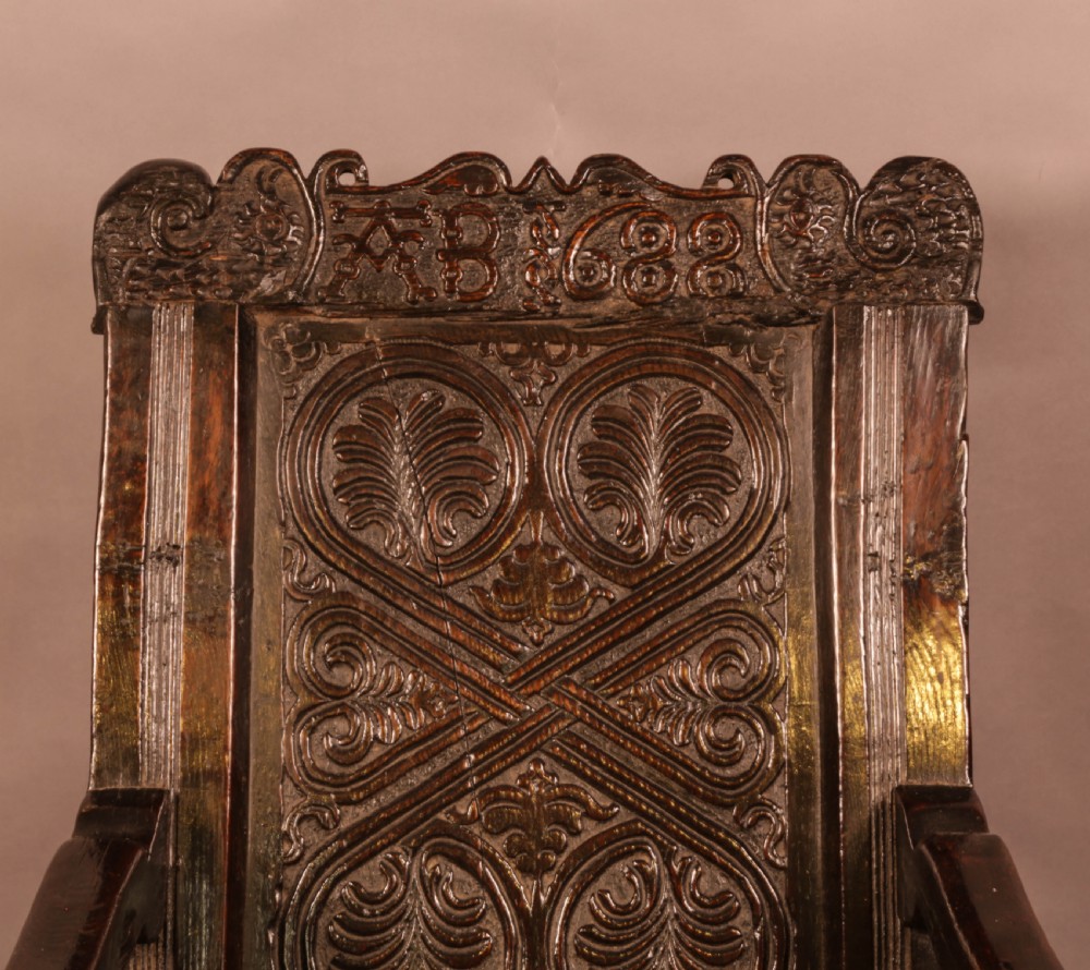 17th century armchair in Oak dated 1688 View VII