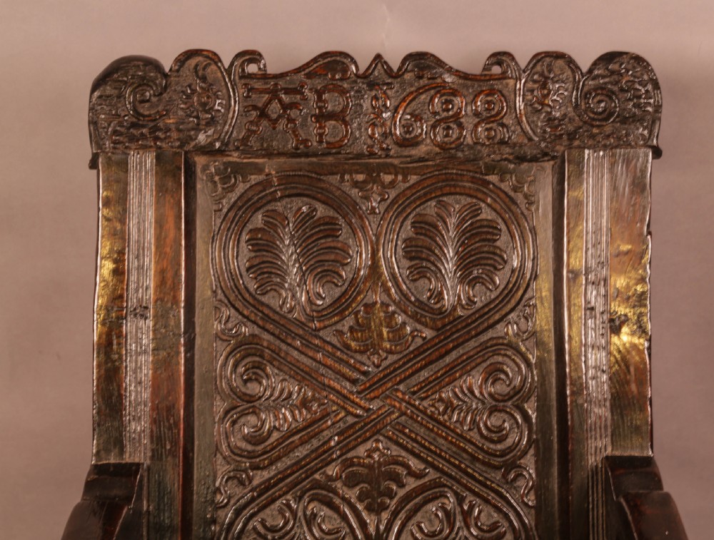 17th century armchair in Oak dated 1688 View VIII