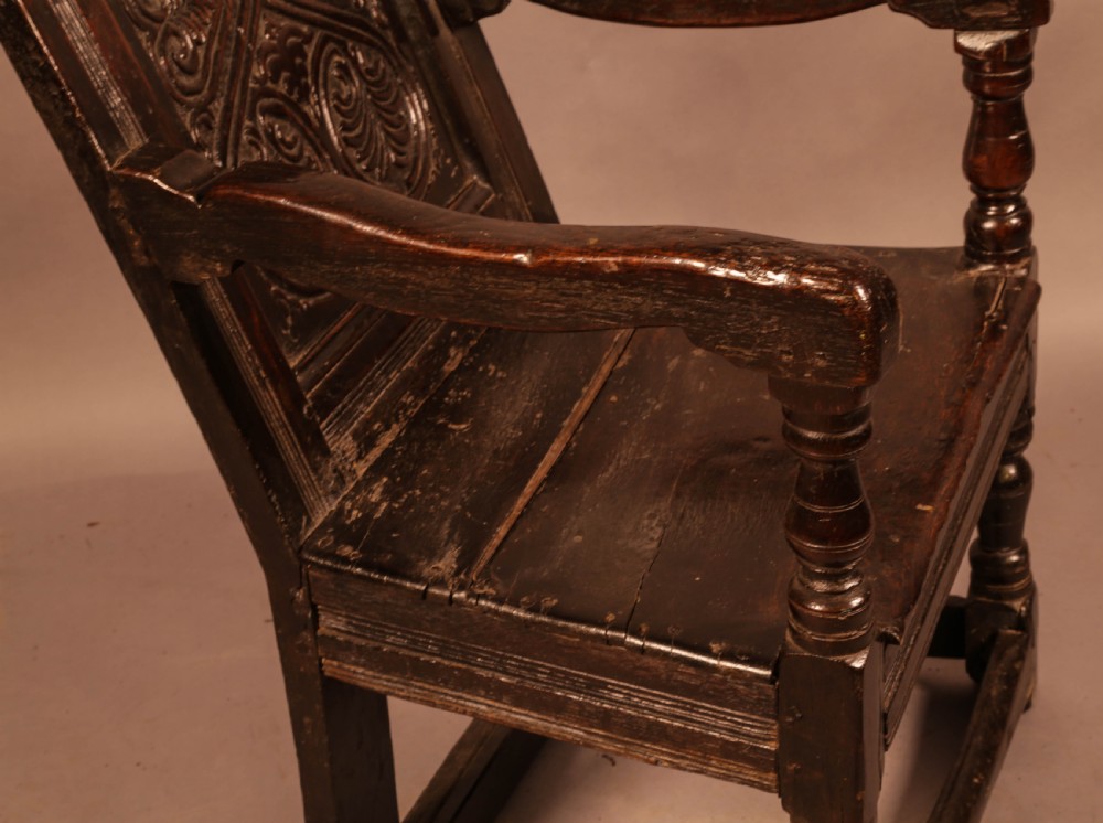 17th century armchair in Oak dated 1688 View IX