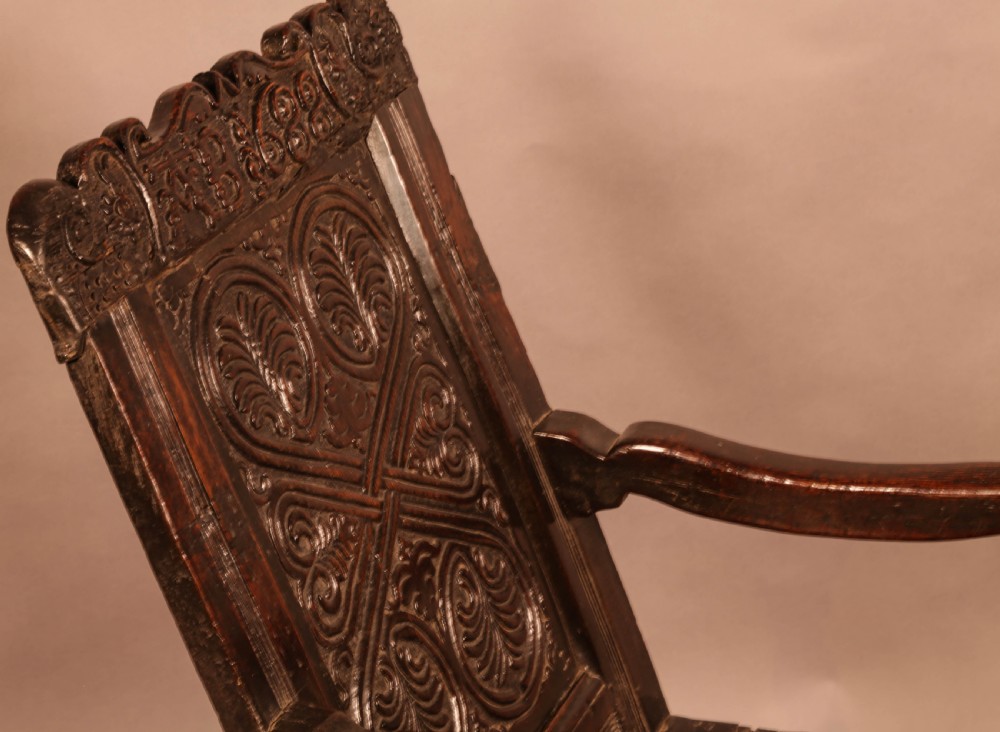 17th century armchair in Oak dated 1688 View XI