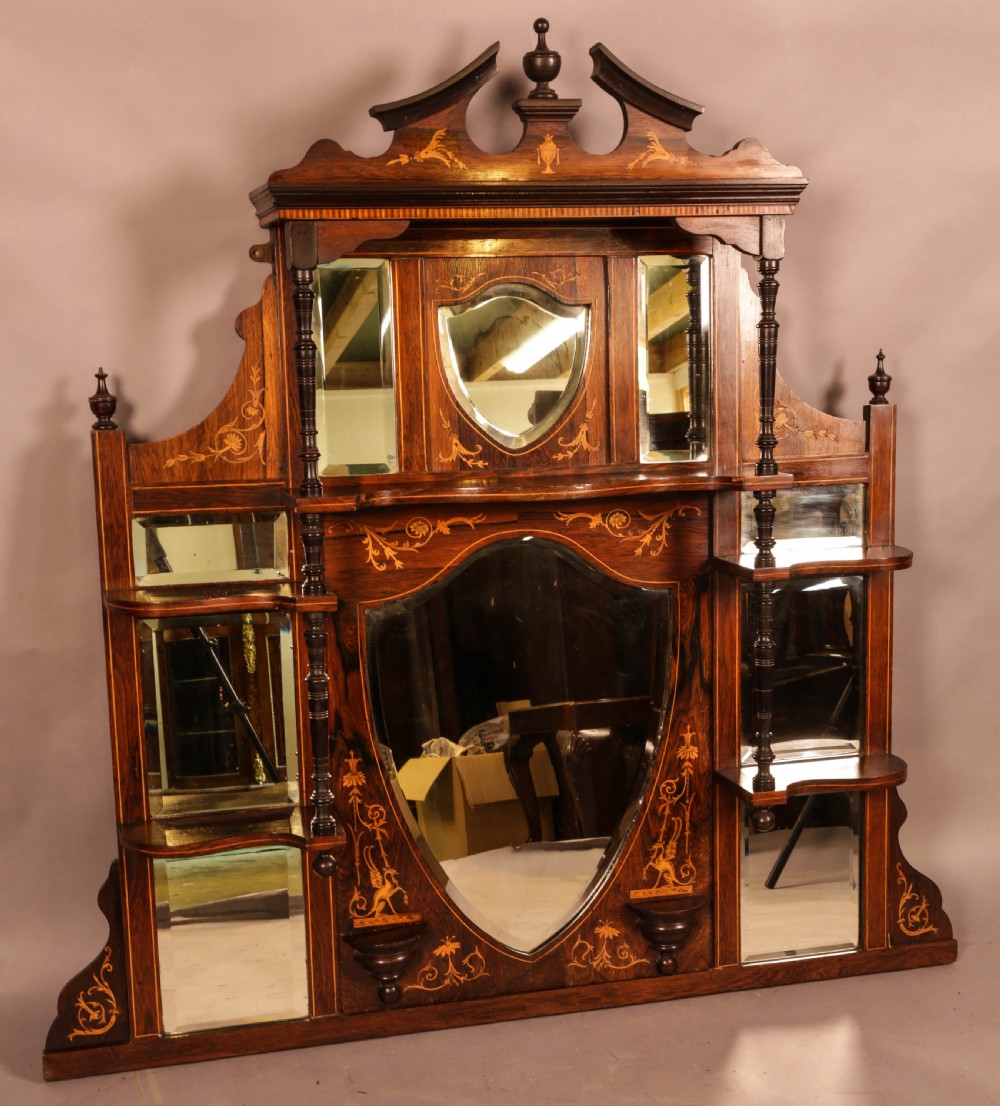 An Atractive Victorian Over Mantle in Rosewood with Inlay