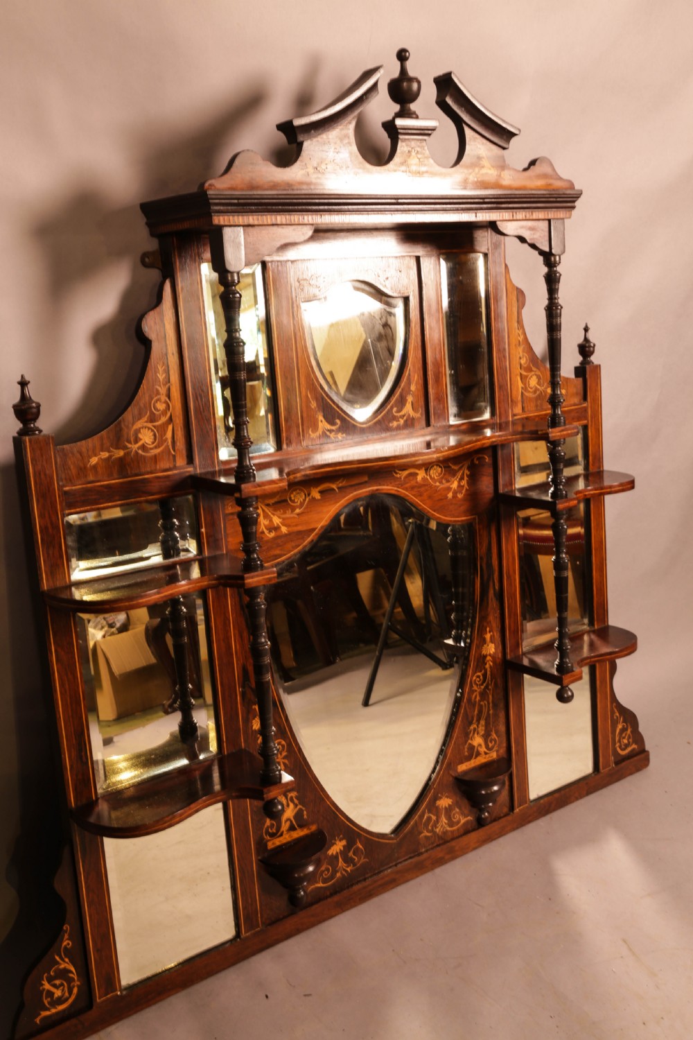 An Atractive Victorian Over Mantle in Rosewood with Inlay View II