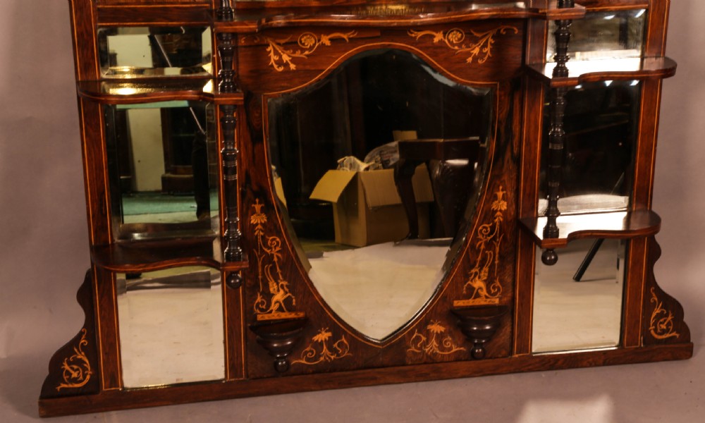 An Atractive Victorian Over Mantle in Rosewood with Inlay View IV