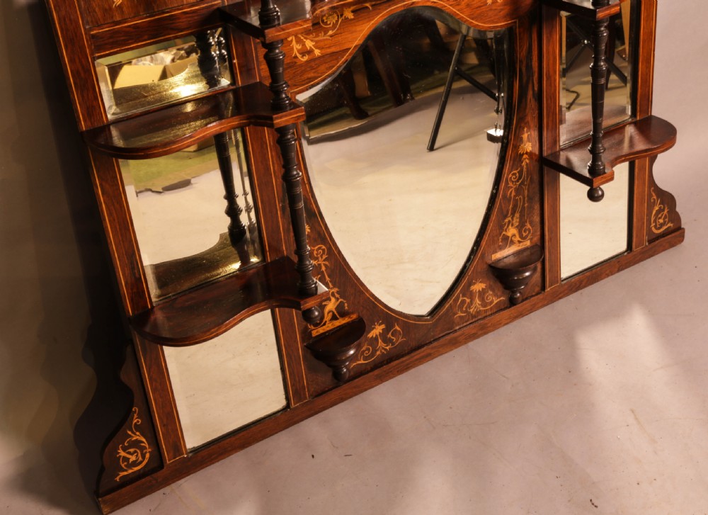 An Atractive Victorian Over Mantle in Rosewood with Inlay View V