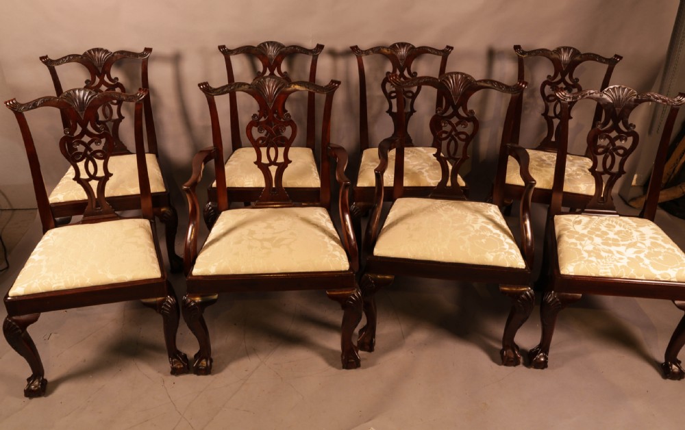 A Set of 8 Mahogany Dining chairs in the Chippendale style c 1900 View II