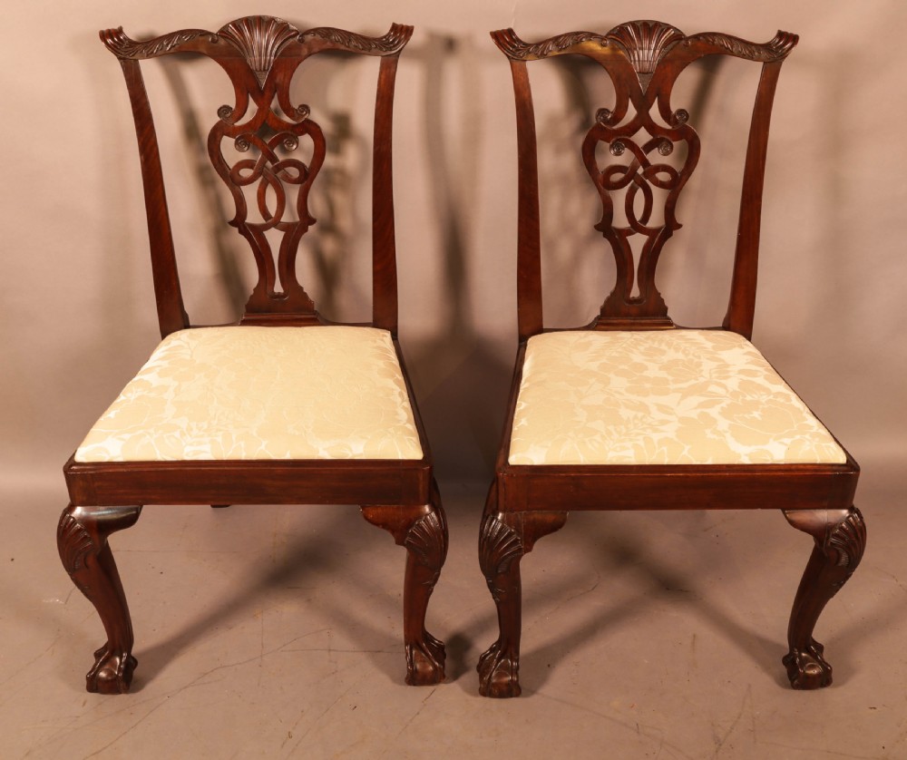 A Set of 8 Mahogany Dining chairs in the Chippendale style c 1900 View III