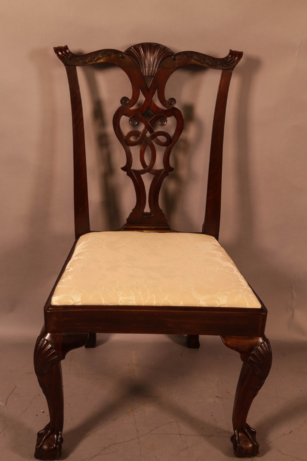 A Set of 8 Mahogany Dining chairs in the Chippendale style c 1900 View V