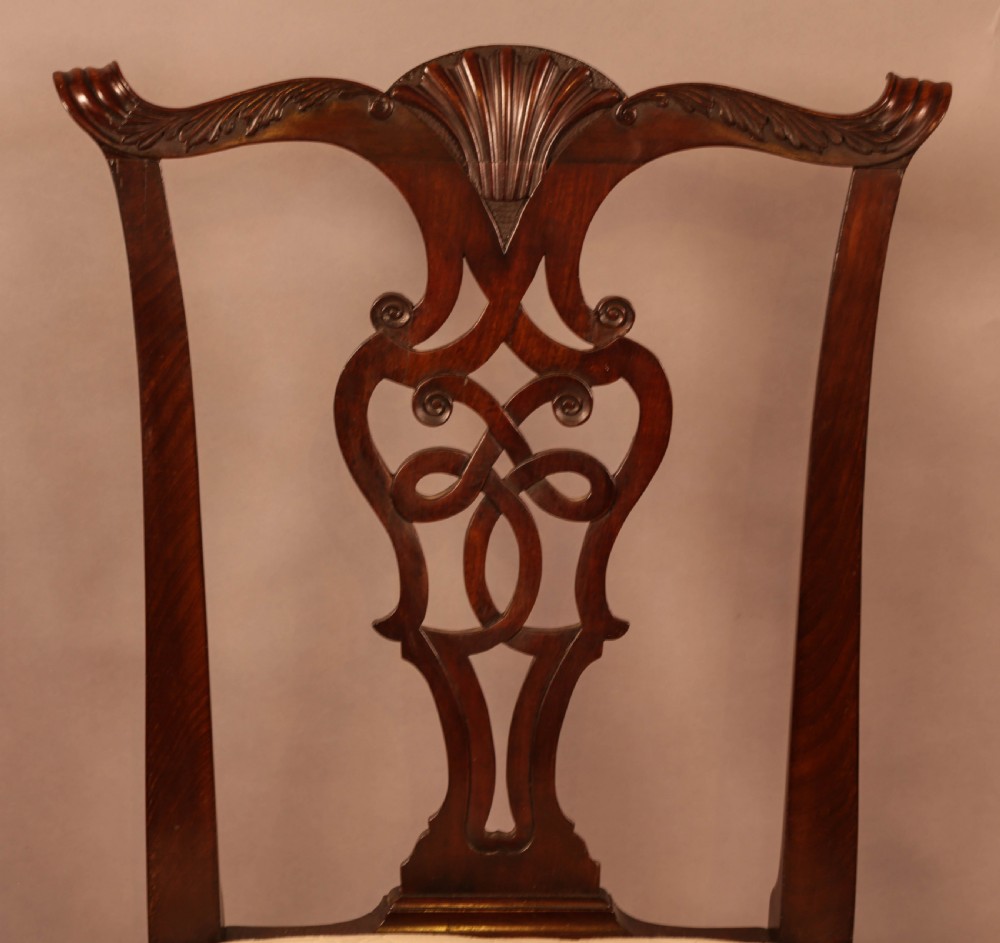 A Set of 8 Mahogany Dining chairs in the Chippendale style c 1900 View VII