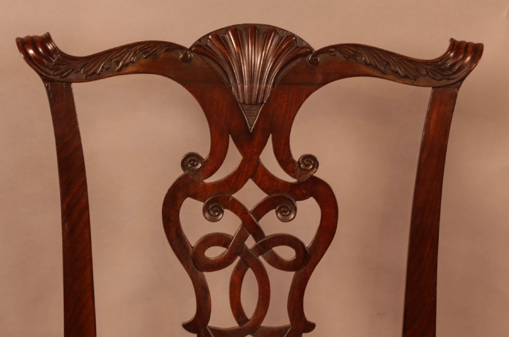 A Set of 8 Mahogany Dining chairs in the Chippendale style c 1900 View VIII