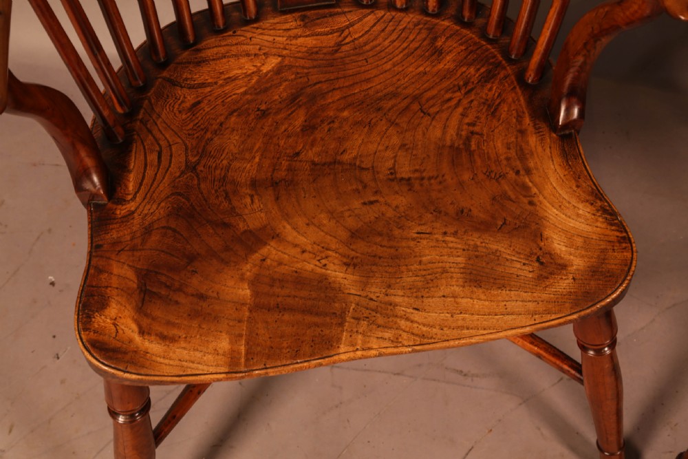 A Rare set of 6 Yew Wood Windsor chairs Retford Maker William Wheatland View VII