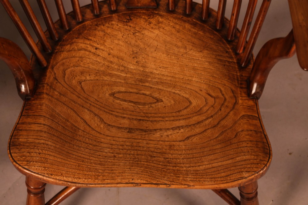 A Rare set of 6 Yew Wood Windsor chairs Retford Maker William Wheatland View VIII