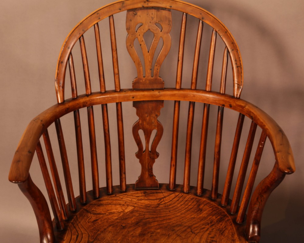 A Rare set of 6 Yew Wood Windsor chairs Retford Maker William Wheatland View IX