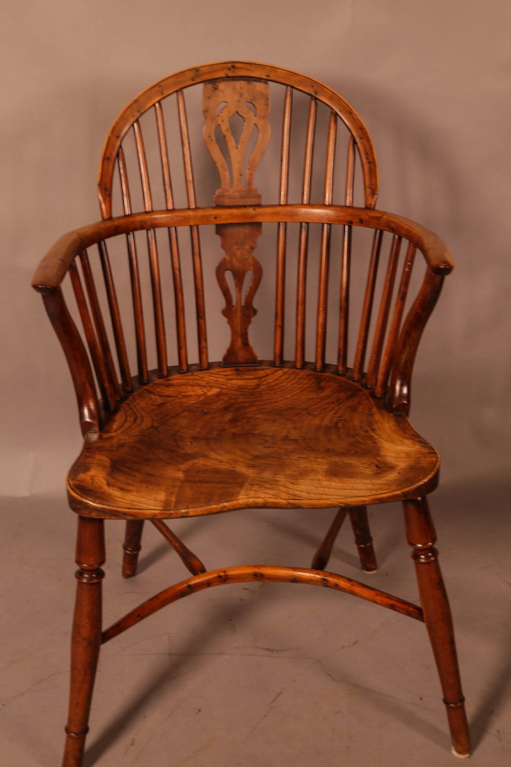 A Rare set of 6 Yew Wood Windsor chairs Retford Maker William Wheatland View XIII
