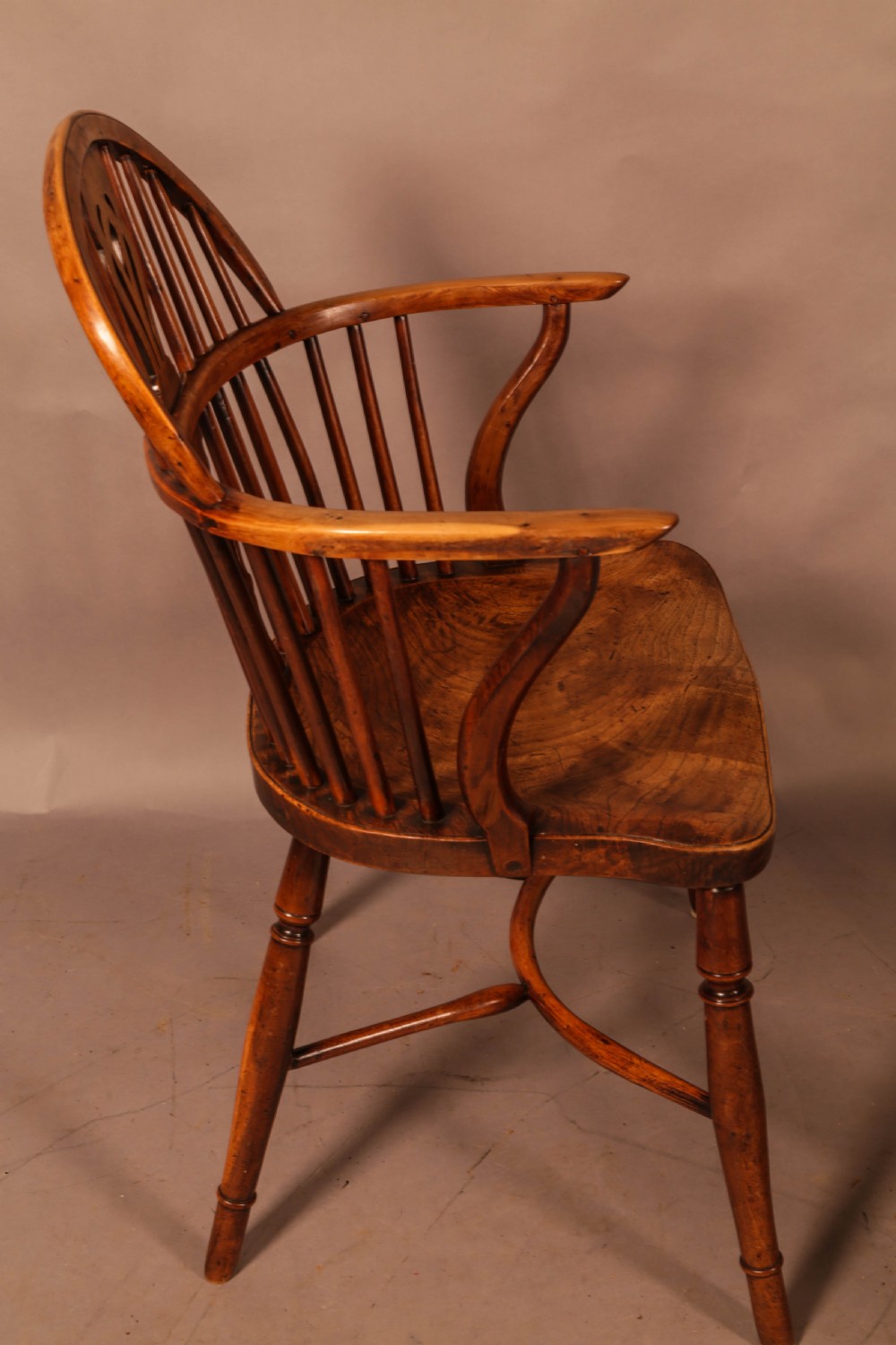 A Rare set of 6 Yew Wood Windsor chairs Retford Maker William Wheatland View XIV