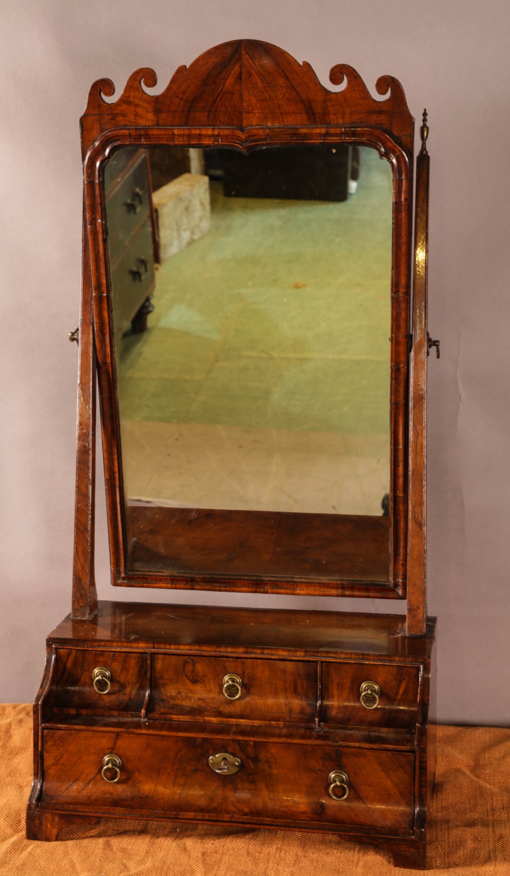 A Queen Ann Period Dressing Morror in Walnut