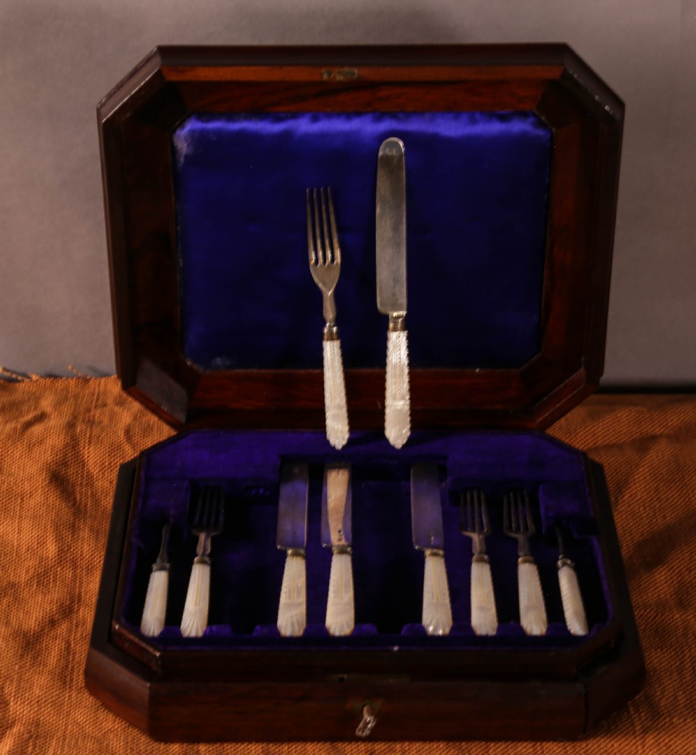 Fish Knife set in Mahogany Case View III
