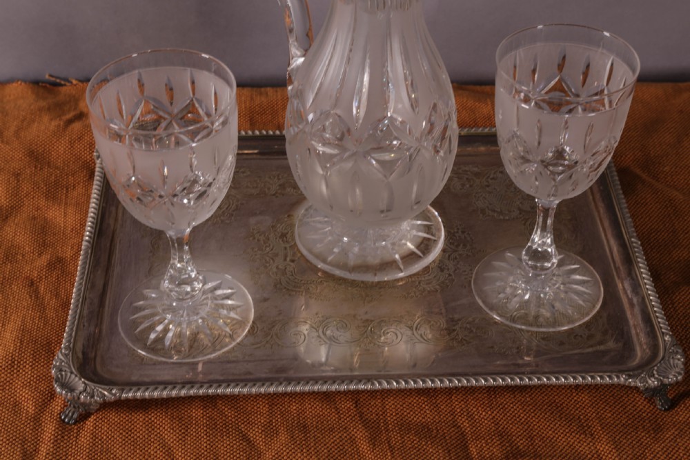 A Glass Water Jug and 2 matching Glasses c 1840 View IV