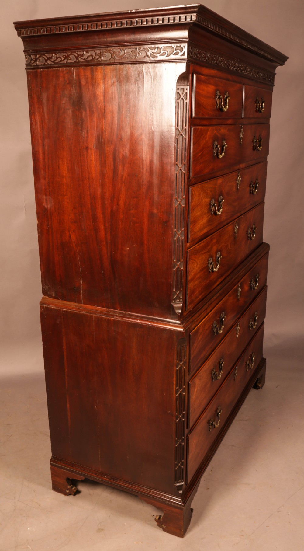 A Fine Chippendale Period Chest on Chest Mahogany View III