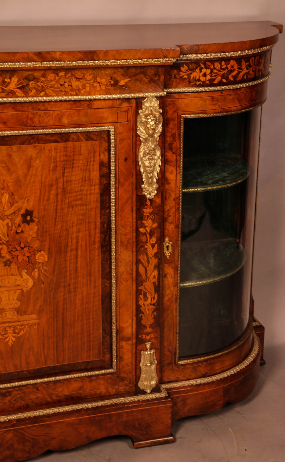 A Good Victorian Burr Walnut Credenza Inlaid View IV