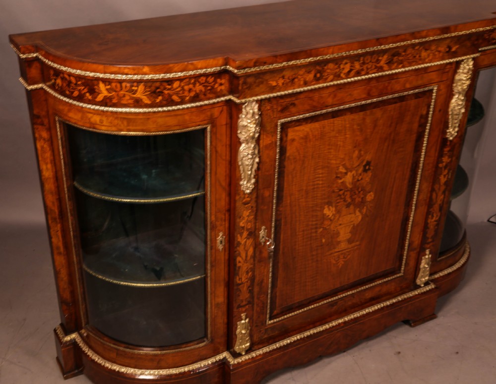 A Good Victorian Burr Walnut Credenza Inlaid View VII