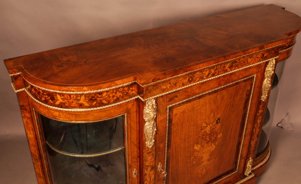 A Good Victorian Burr Walnut Credenza Inlaid View IX