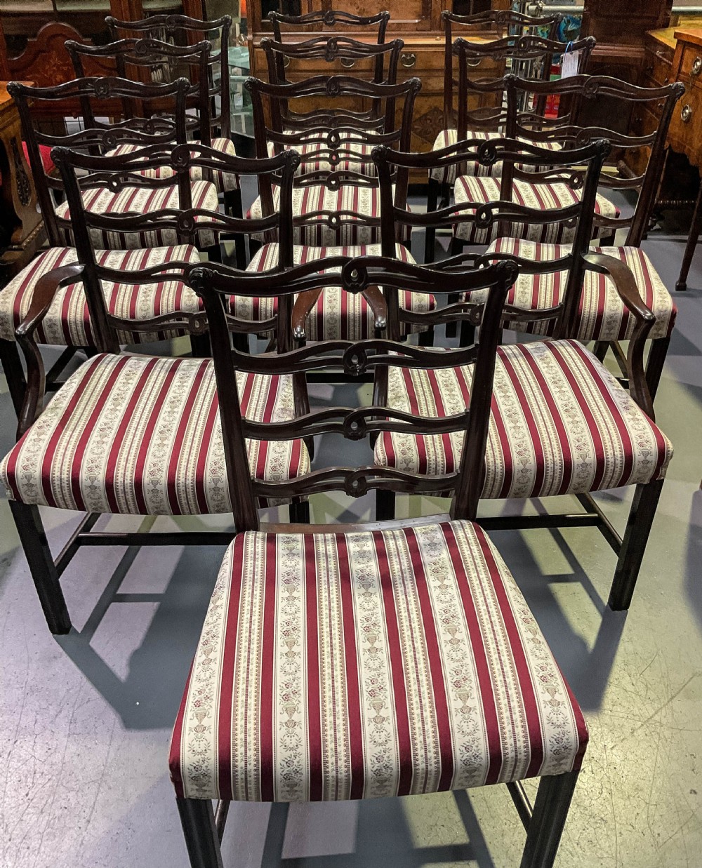 A Set of 12 Ribbon Back Dining Chairs Mahogany View II