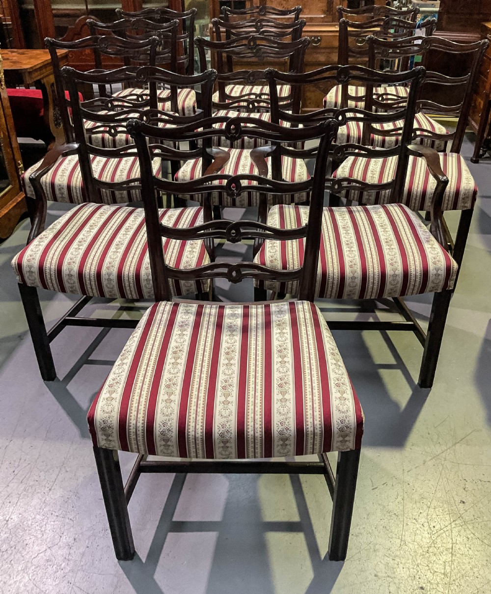 A Set of 12 Ribbon Back Dining Chairs Mahogany View XIV