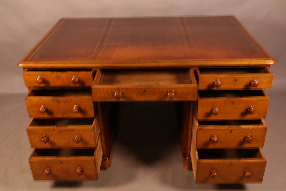 A Victorian Golden Oak Partners desk View II