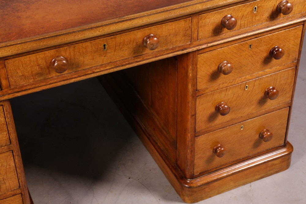 A Victorian Golden Oak Partners desk View VII