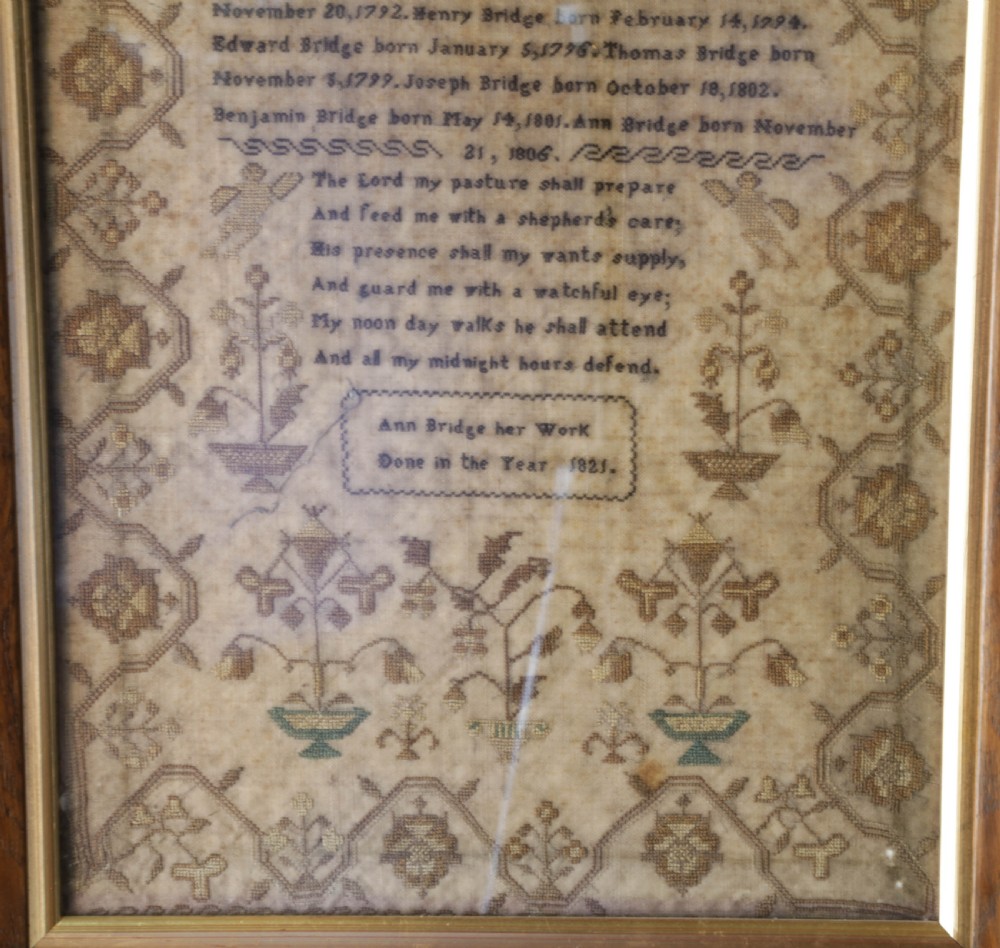 Family of Bridge Sampler Ann Bridge her work 1821 View VI