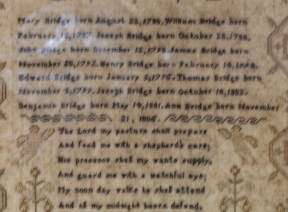 Family of Bridge Sampler Ann Bridge her work 1821 View VII