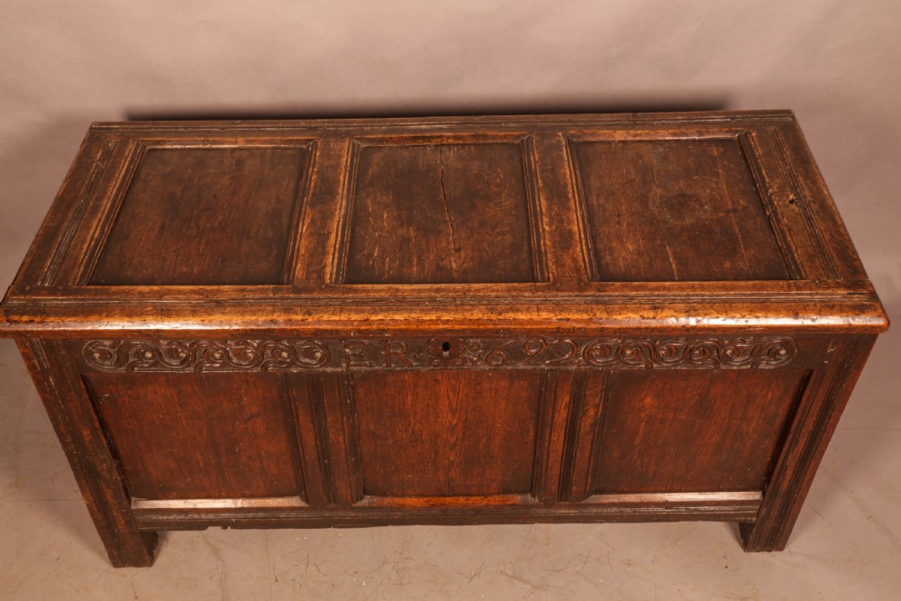 A 17th c Oak Coffer ER 1692 View V