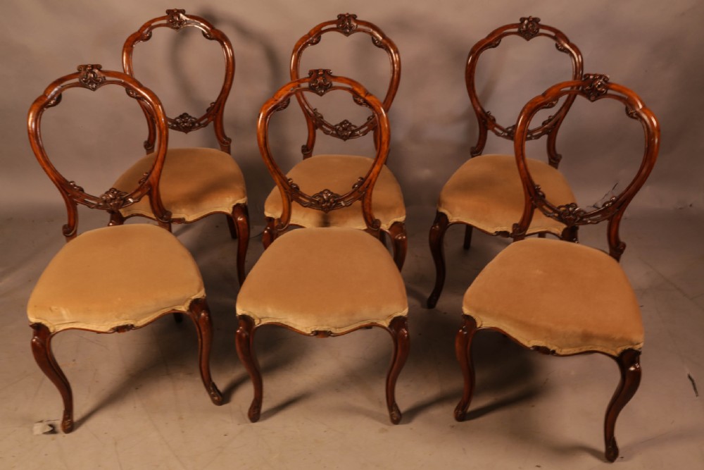 A Set of 6 Victorian Solid Walnut Dining Chairs View II