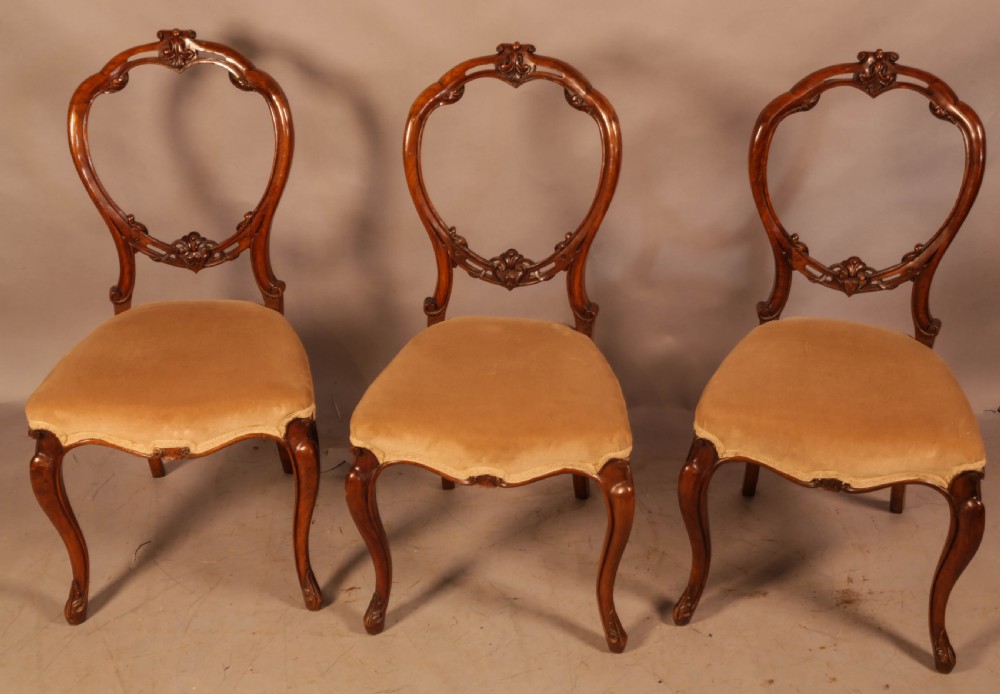 A Set of 6 Victorian Solid Walnut Dining Chairs View III